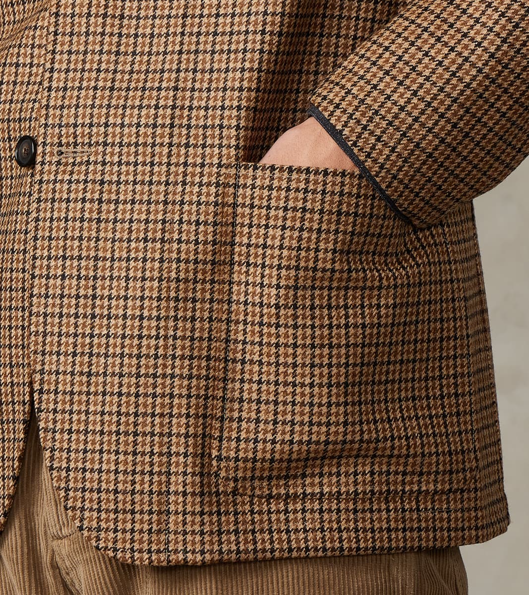 GVxDR Simple Jacket - Fox Brothers® Wool Twill Flannel - Harvest Houndstooth Check