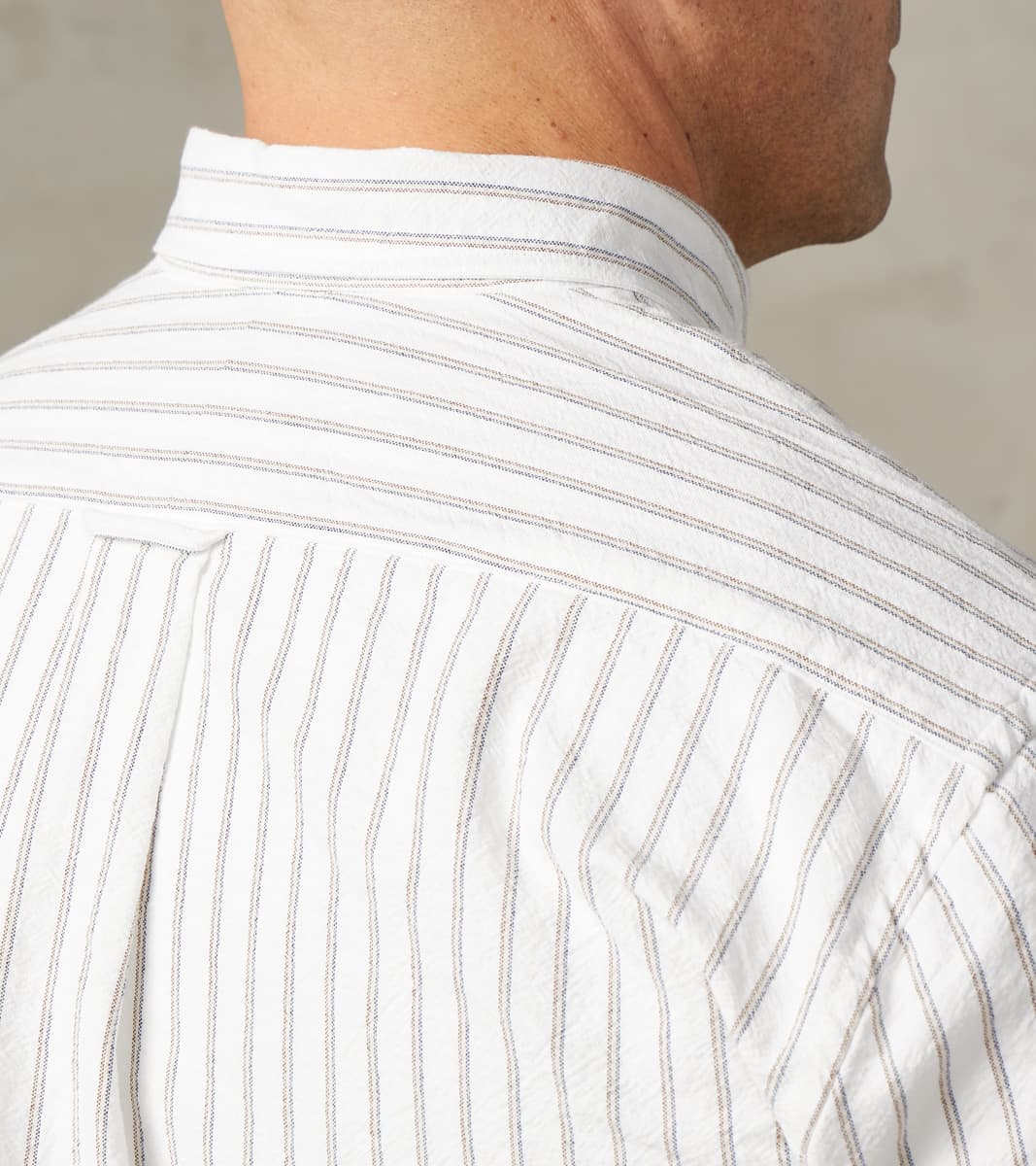 Japanese Amekaji Stripe Oxford - White