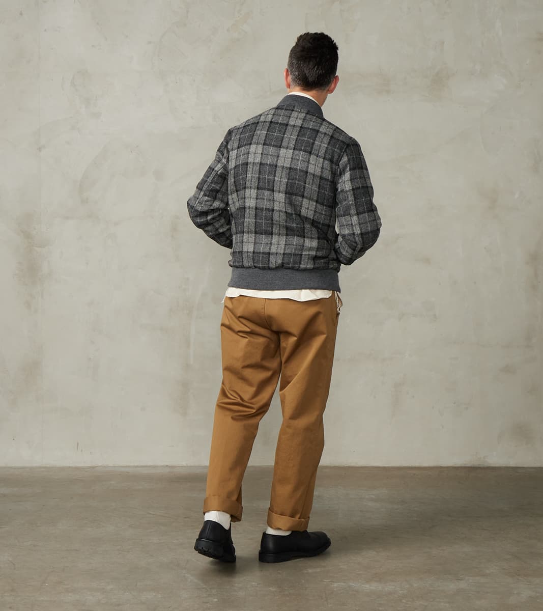 Flyers Club Bomber - Fox Brothers® Tweed - Slate Grey Check
