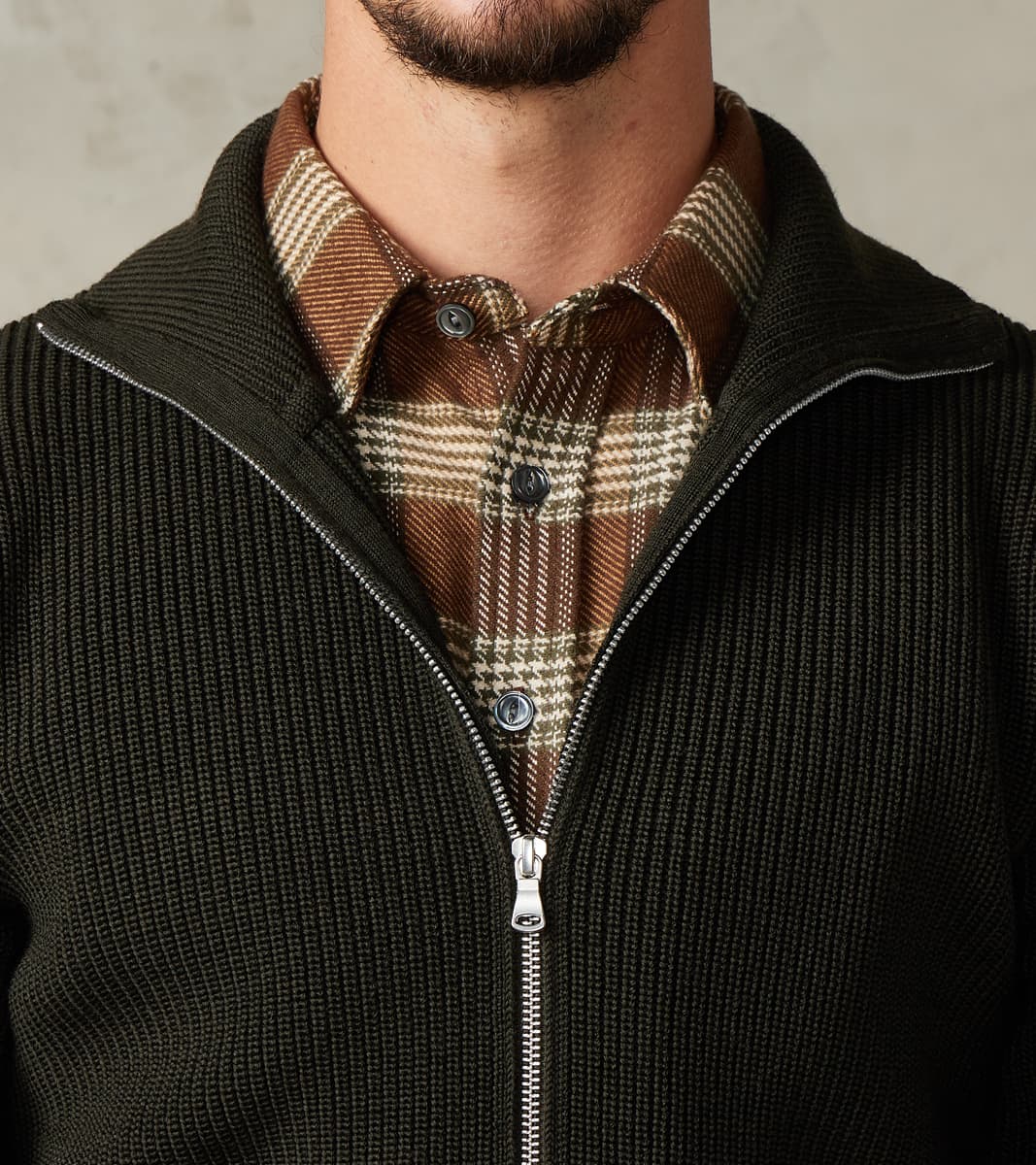 Sailor Full Zip Sweater - Hunting Green