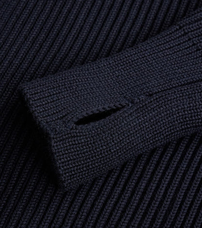 Navy Full Zip Pocket Sweater - Navy