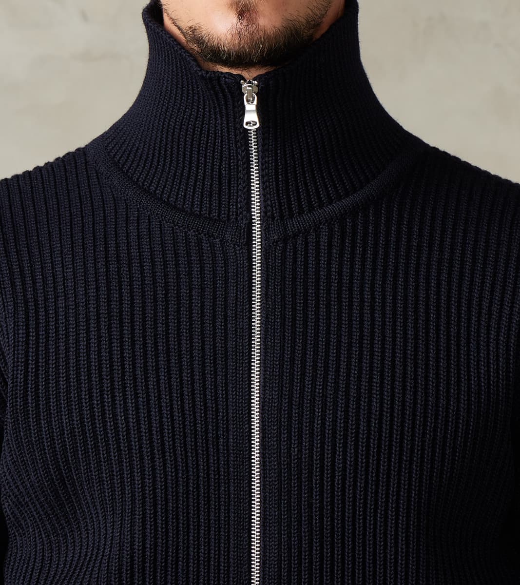 Navy Full Zip Pocket Sweater - Navy