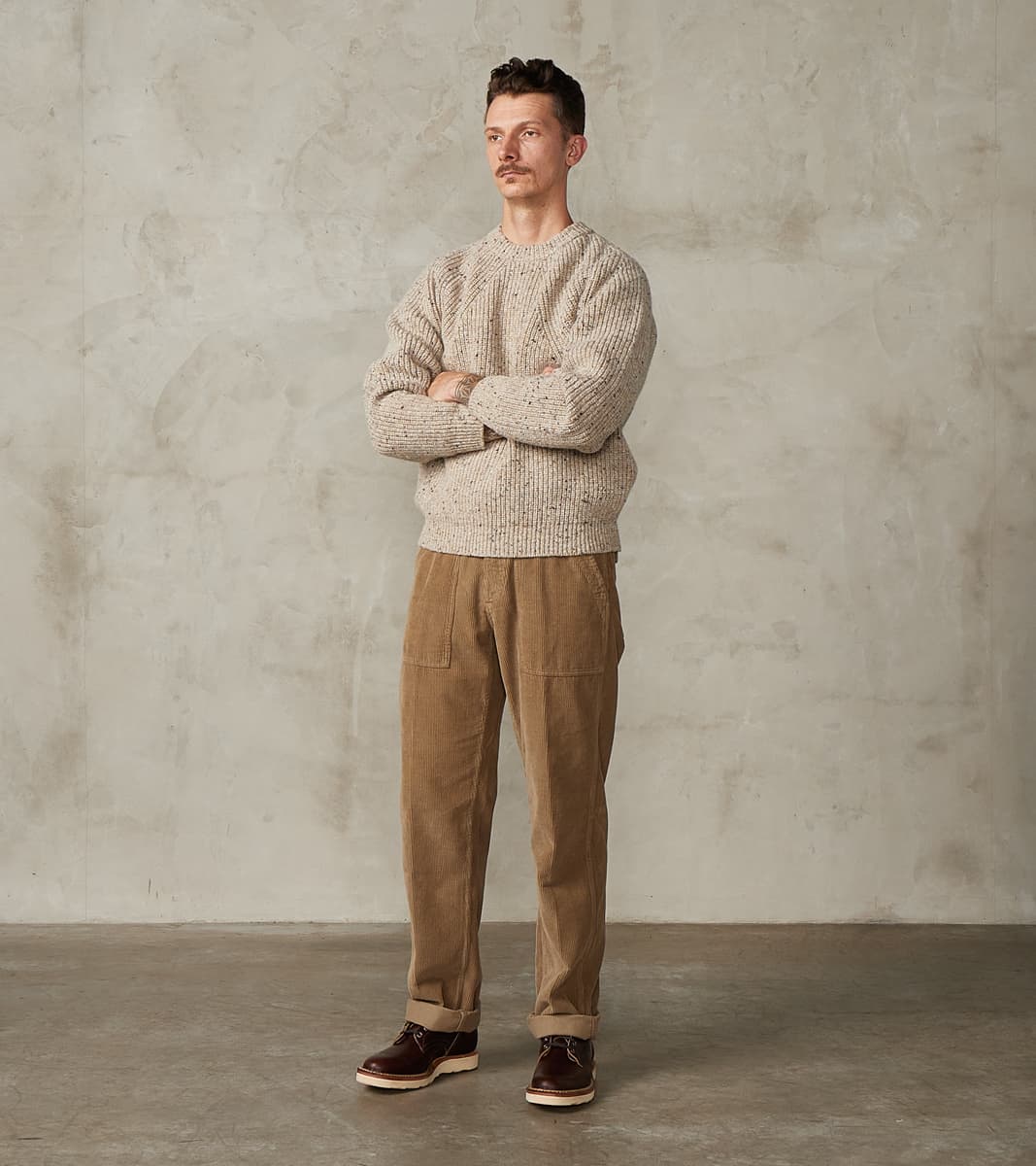 Signature Crew Neck Donegal Yarn Knit - Beige