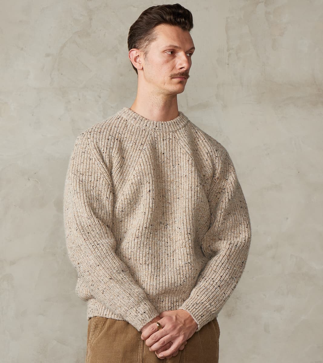 Batoner Signature Crew Neck Donegal Yarn Knit - Beige