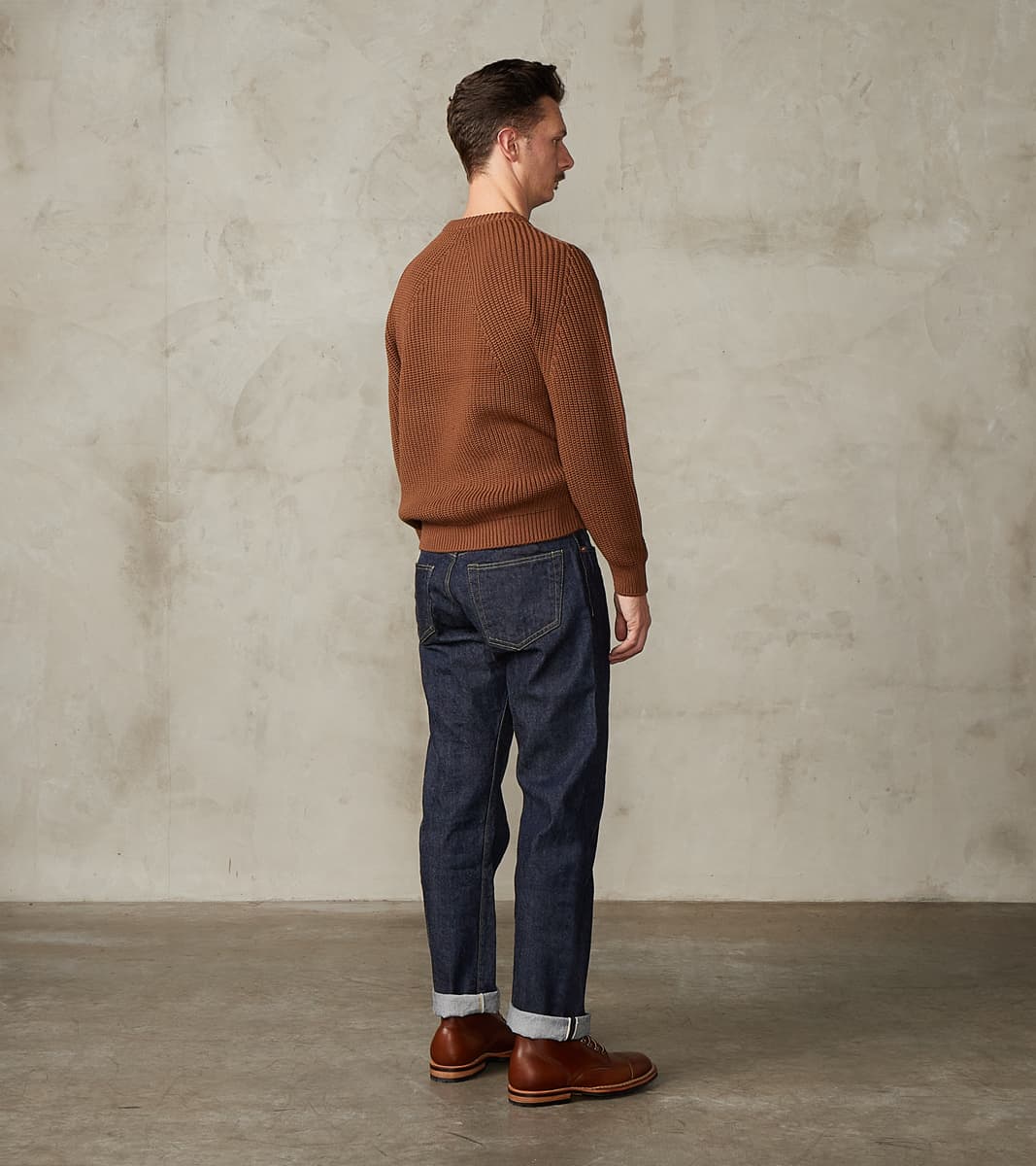 Signature Crew Neck Solid Wool Yarn Knit - Camel