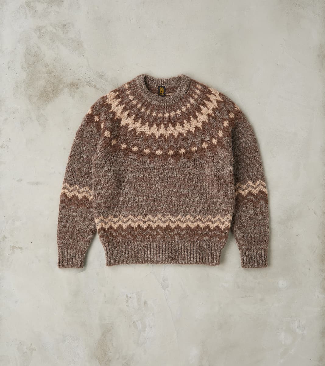 Batoner Nordic Crew Neck Alpaca Yarn Knit - Brown
