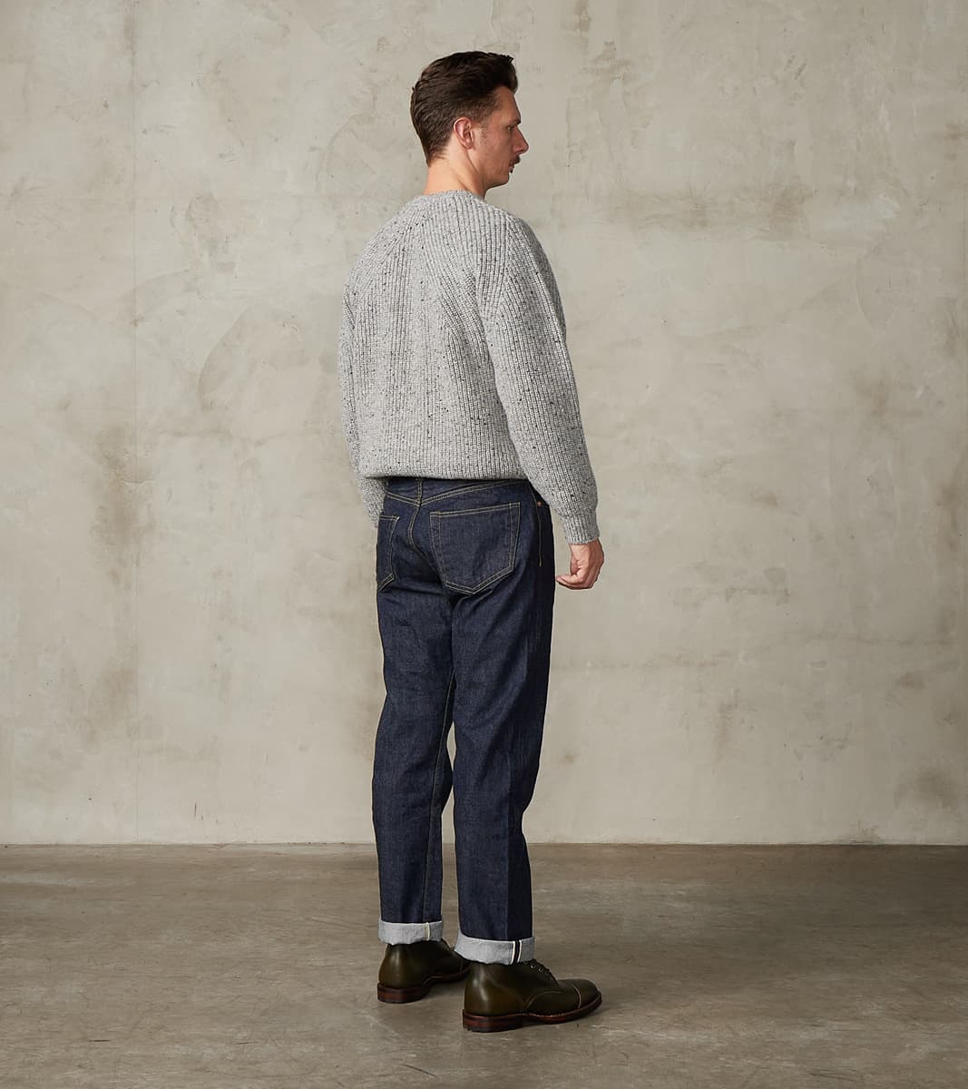 Signature Crew Neck Donegal Yarn Knit - Grey