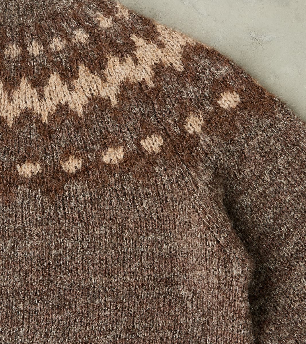 Nordic Crew Neck Alpaca Yarn Knit - Brown
