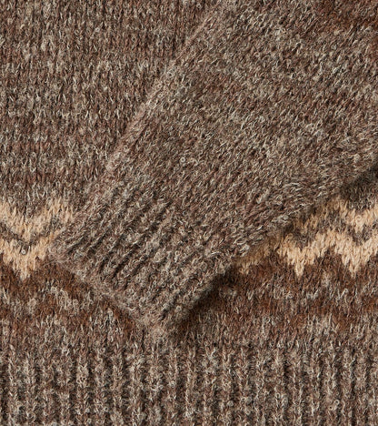 Nordic Crew Neck Alpaca Yarn Knit - Brown