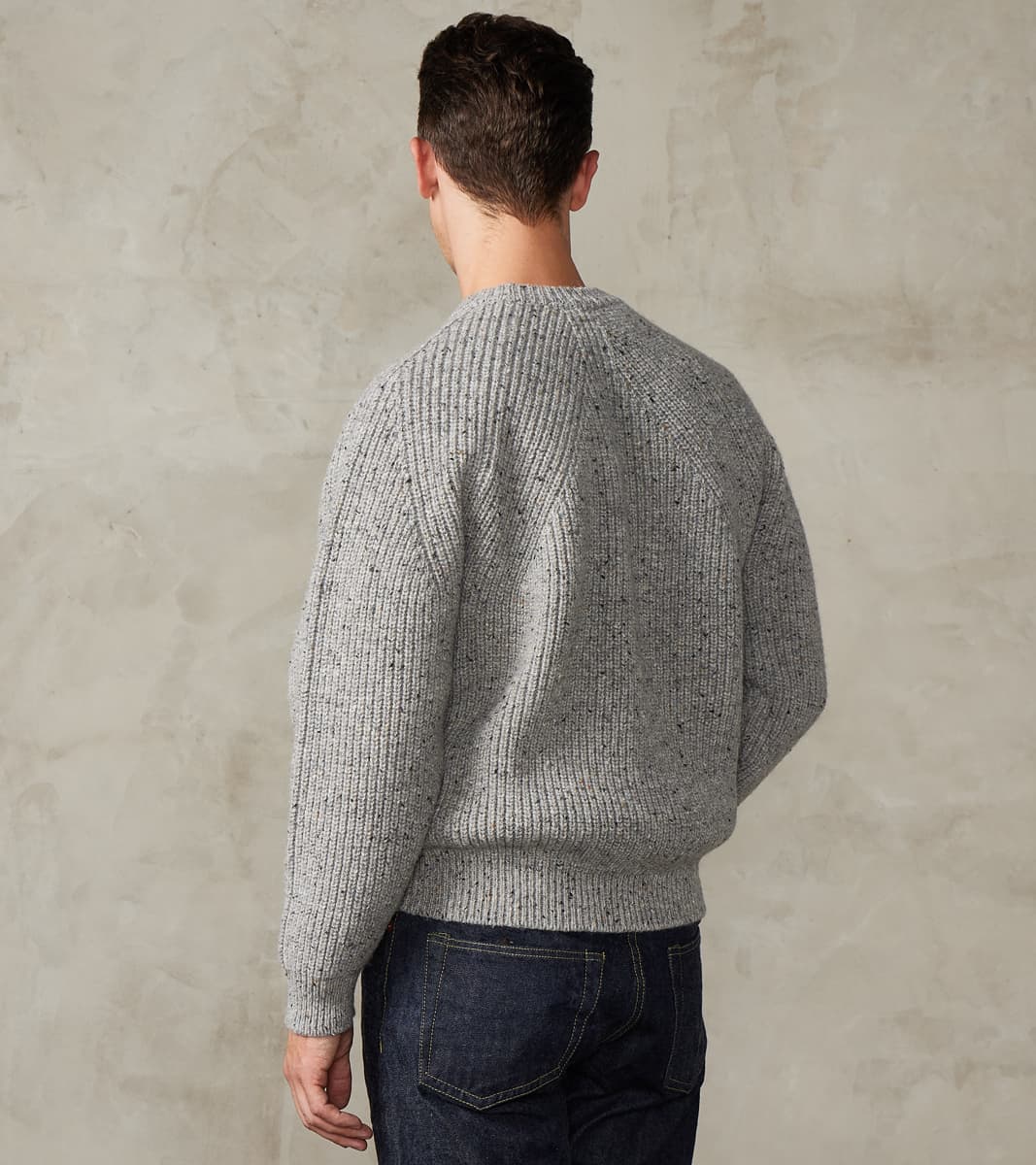 Signature Crew Neck Donegal Yarn Knit - Grey