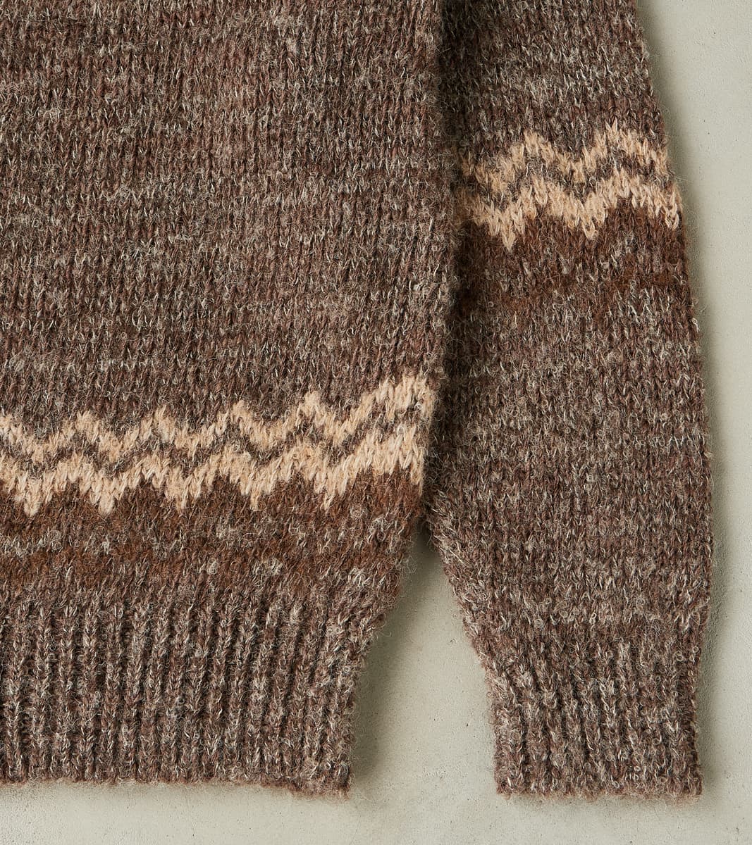 Nordic Crew Neck Alpaca Yarn Knit - Brown
