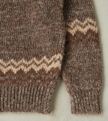 Nordic Crew Neck Alpaca Yarn Knit - Brown