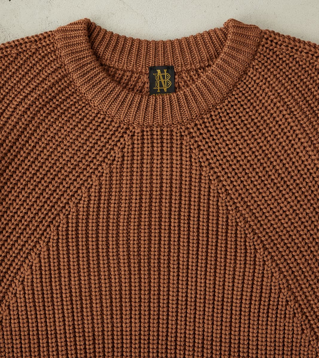 Signature Crew Neck Solid Wool Yarn Knit - Camel