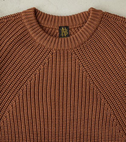 Signature Crew Neck Solid Wool Yarn Knit - Camel