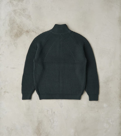Signature Drivers Zip Solid Wool Yarn Knit - Forest