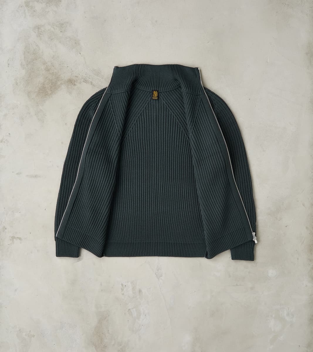 Signature Drivers Zip Solid Wool Yarn Knit - Forest