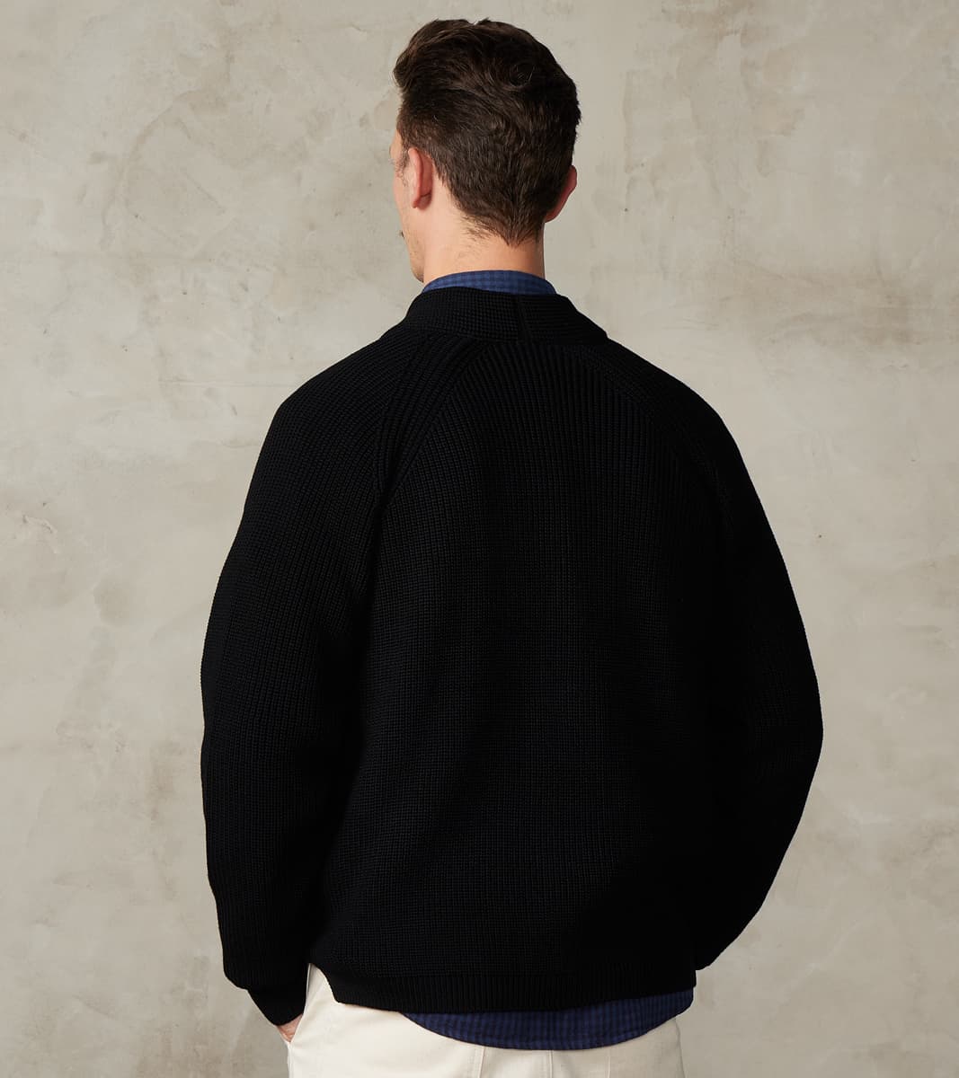 Signature 1-Button Cardigan Solid Wool Yarn Knit - Black
