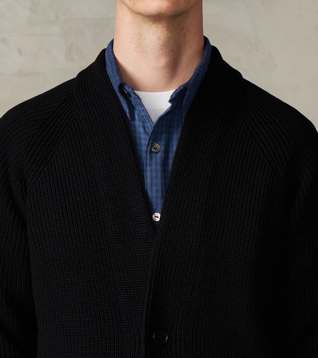 Signature 1-Button Cardigan Solid Wool Yarn Knit - Black