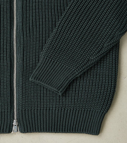 Signature Drivers Zip Solid Wool Yarn Knit - Forest