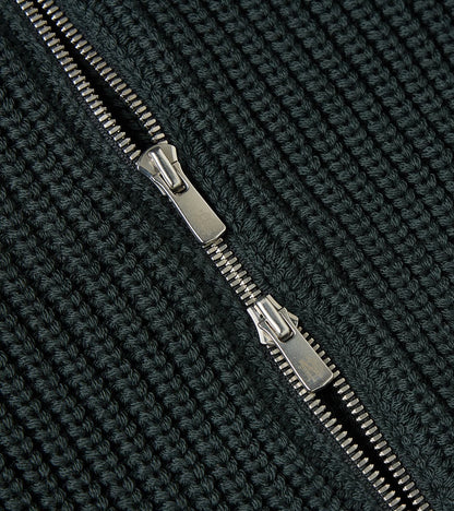 Signature Drivers Zip Solid Wool Yarn Knit - Forest