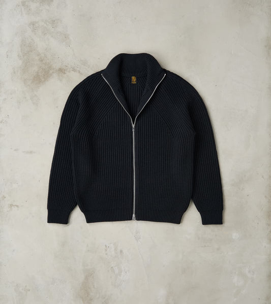 Batoner Signature Drivers Zip Solid Wool Yarn Knit - Navy