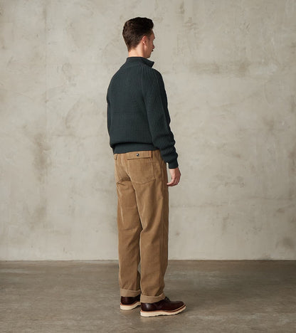 Signature Drivers Zip Solid Wool Yarn Knit - Forest