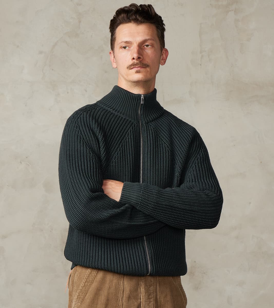 Batoner Signature Drivers Zip Solid Wool Yarn Knit - Forest