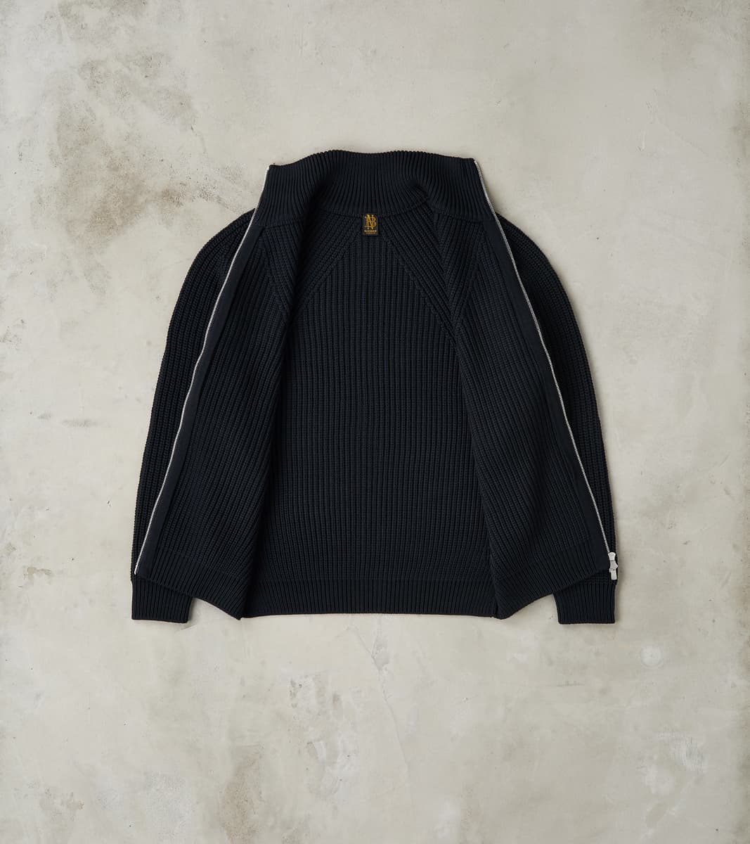 Signature Drivers Zip Solid Wool Yarn Knit - Navy