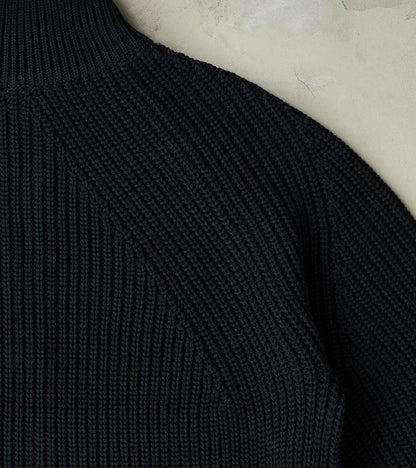 Signature Drivers Zip Solid Wool Yarn Knit - Navy