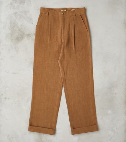 De Bonne Facture Belgium Linen & Wool Grandad Trouser - Cinnamon