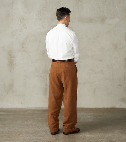 Belgium Linen & Wool Grandad Trouser - Cinnamon