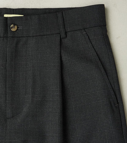 Italian Cold Wool Cloth Grandad Trouser - Anthracite Prince Of Wales Check