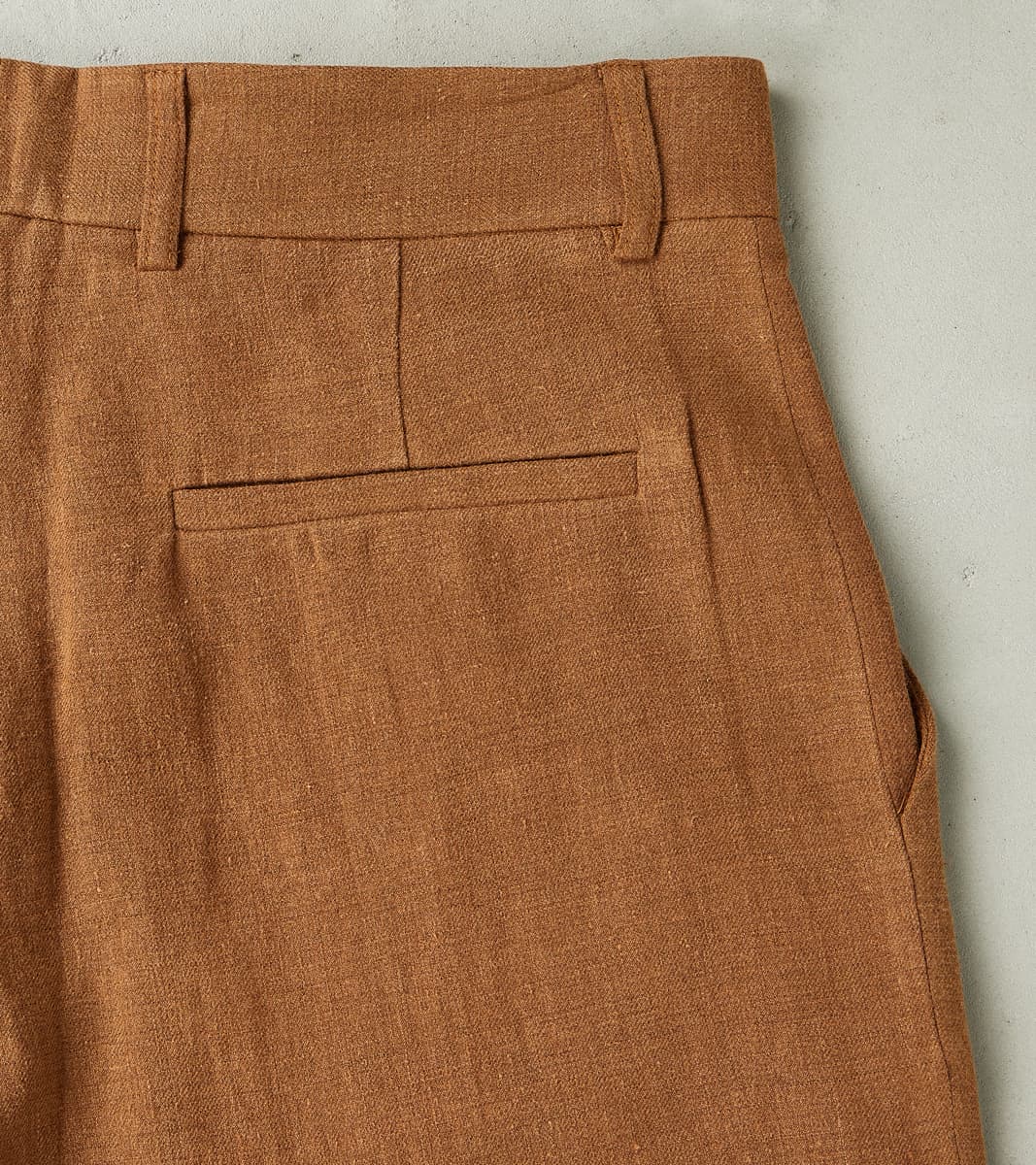 Belgium Linen & Wool Grandad Trouser - Cinnamon