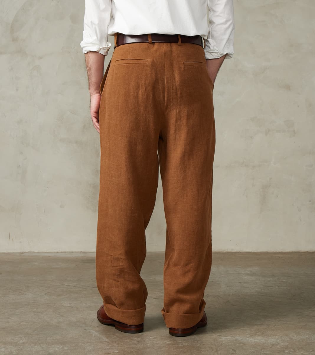 Belgium Linen & Wool Grandad Trouser - Cinnamon