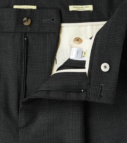 Italian Cold Wool Cloth Grandad Trouser - Anthracite Prince Of Wales Check