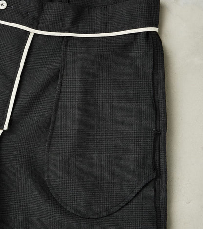 Italian Cold Wool Cloth Grandad Trouser - Anthracite Prince Of Wales Check