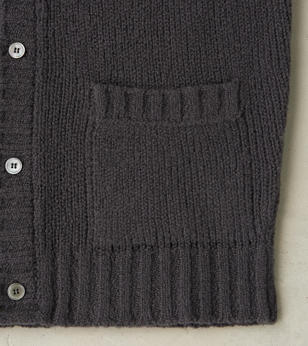 Italian Boucle Wool Student Cardigan - Storm Grey