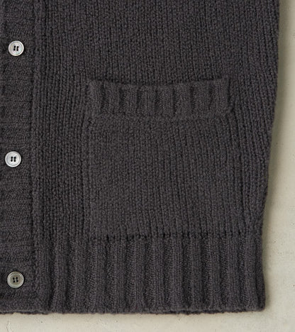 Italian Boucle Wool Student Cardigan - Storm Grey