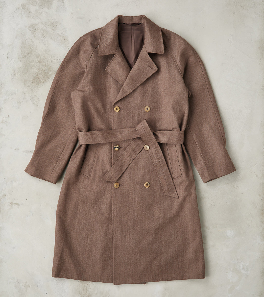 De Bonne Facture English Wool & Cotton Covert Cloth Grandad Trench Coa…