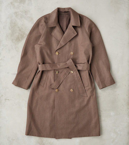De Bonne Facture English Wool & Cotton Covert Cloth Grandad Trench Coa…