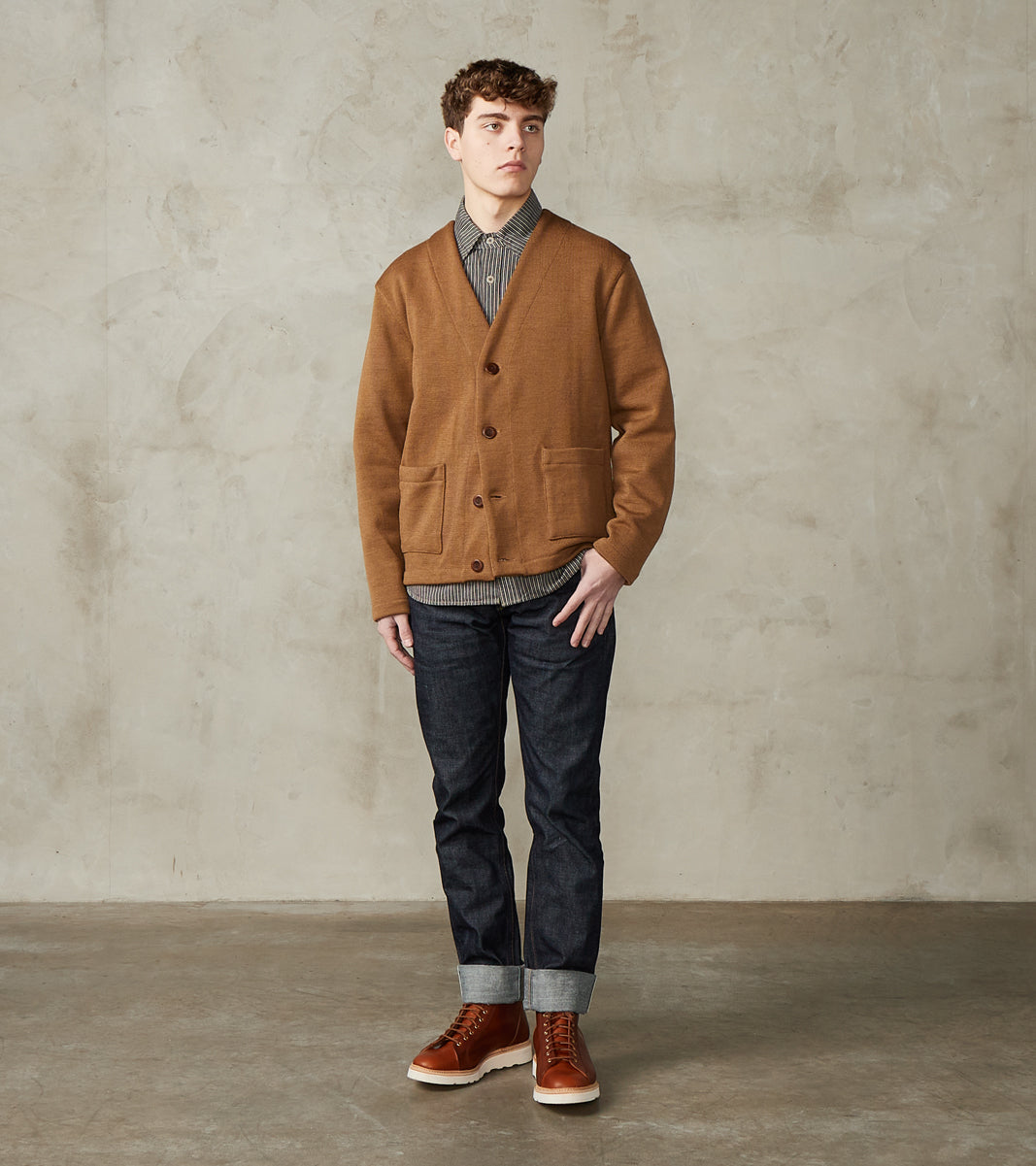 Dehen 1920 x Division Road Casual Cardigan - Dark Tan