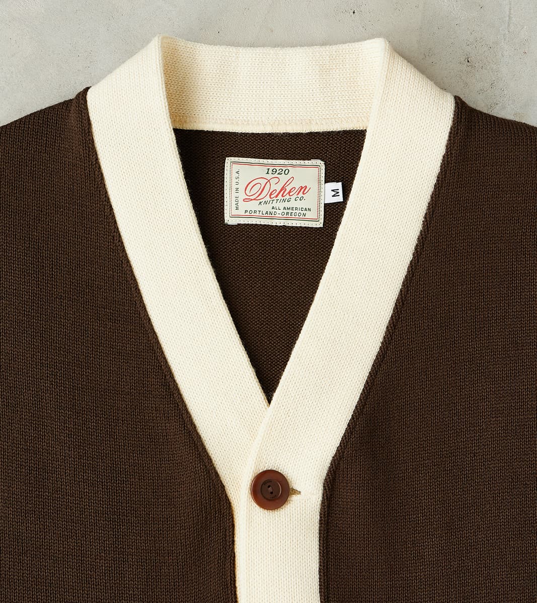 Barrister Cardigan - Brown & Vintage White