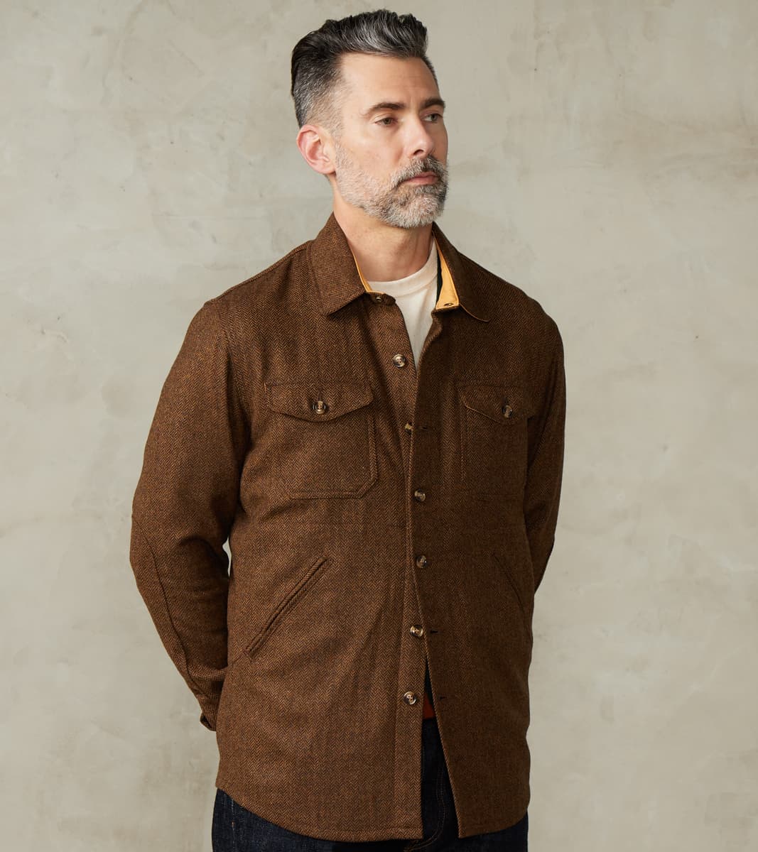 Dehen 1920 x Division Road Crissman Overshirt - Abraham Moon® Merino Herringbone …