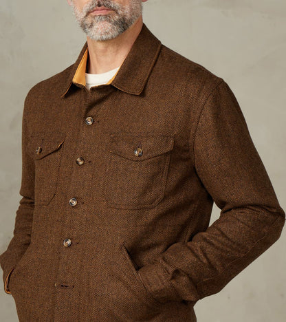 Crissman Overshirt - Abraham Moon® Merino Herringbone - Cigar