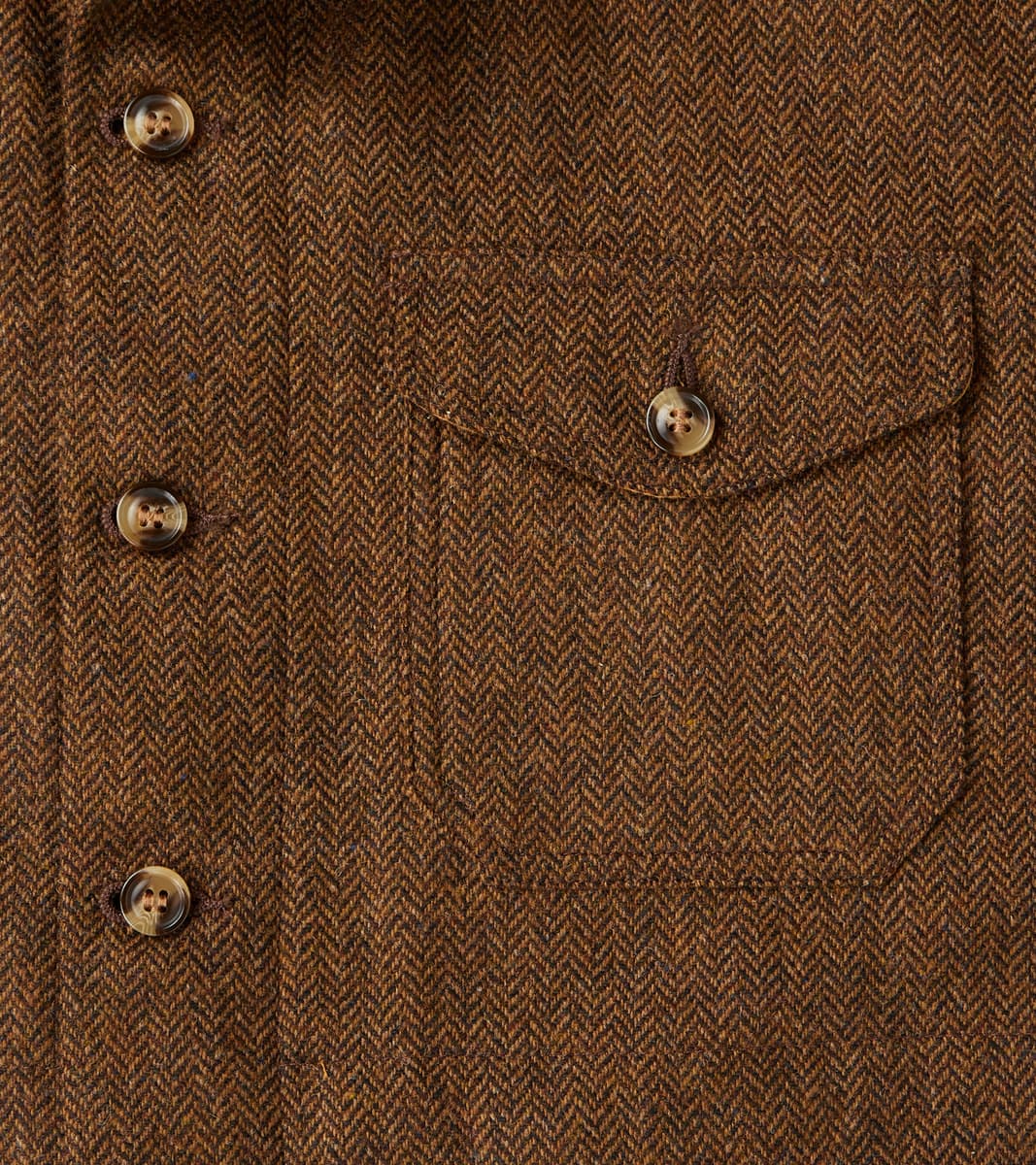Crissman Overshirt - Abraham Moon® Merino Herringbone - Cigar