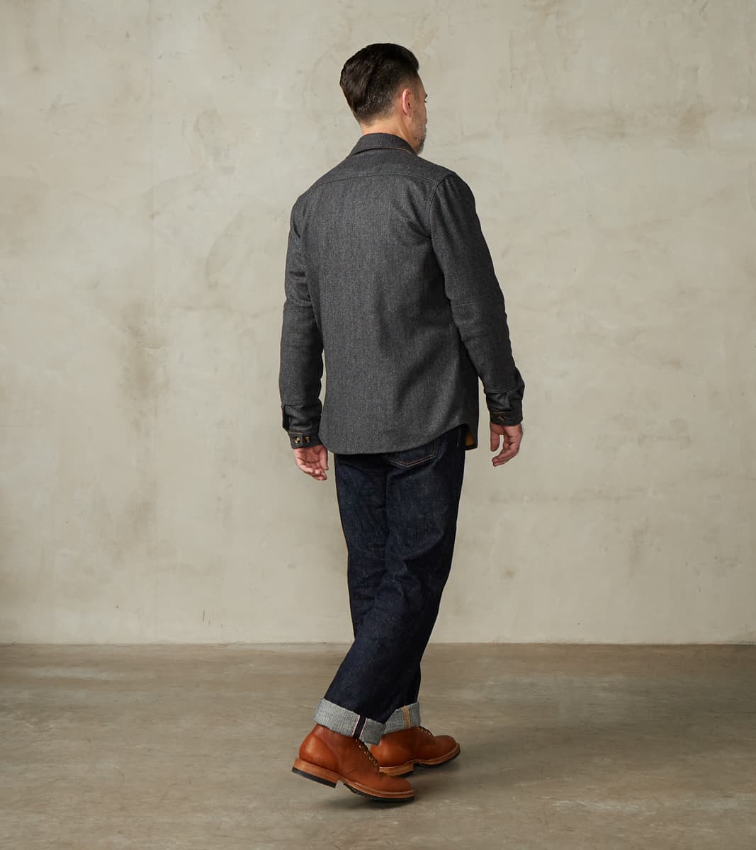 Crissman Overshirt - Abraham Moon® Merino Herringbone - Charcoal
