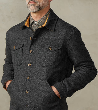 Crissman Overshirt - Abraham Moon® Merino Herringbone - Charcoal