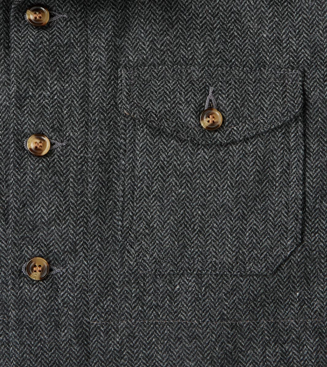 Crissman Overshirt - Abraham Moon® Merino Herringbone - Charcoal