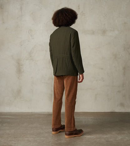Clarence 2601 Field Jacket - Green Linen Wool Herringbone Twill