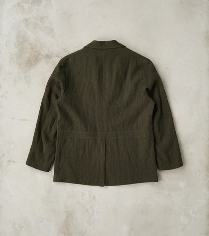 Clarence 2601 Field Jacket - Green Linen Wool Herringbone Twill